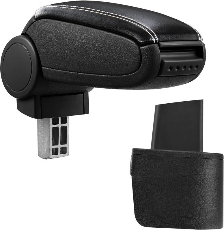 Pro.tec - Mittelarmlehne Nissan Micra K12 mit Staufach Kunstleder Schwarz mit weißen Nähten