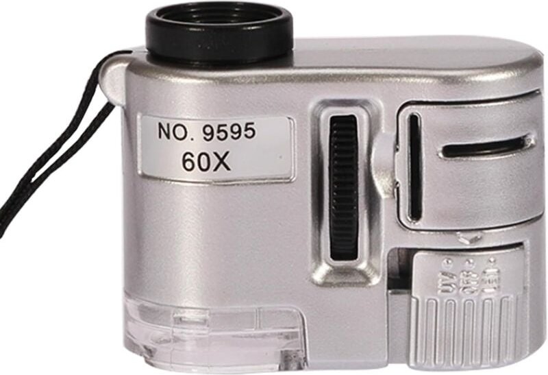 Shining House - Handlupe 60X Mini-Mikroskop UV-Lampe Währungsdetektor Lupe LED-Licht Textile optische Schmuckmünzen