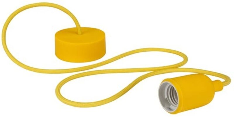 Vellight Pendelleuchte mit Textilkabel, Silikongummi, 100 cm, längenverstellbar, E27-Fassung, Gelb
