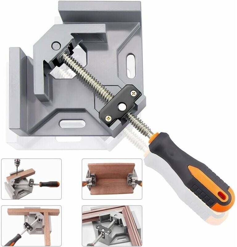 Thumbnail - Rechtwinklige Klemme, 90°-Eckklemme/Einhand-Winkelschraubstock aus Aluminium mit 70 mm Spreizkapazität für Holzbearbeitu...