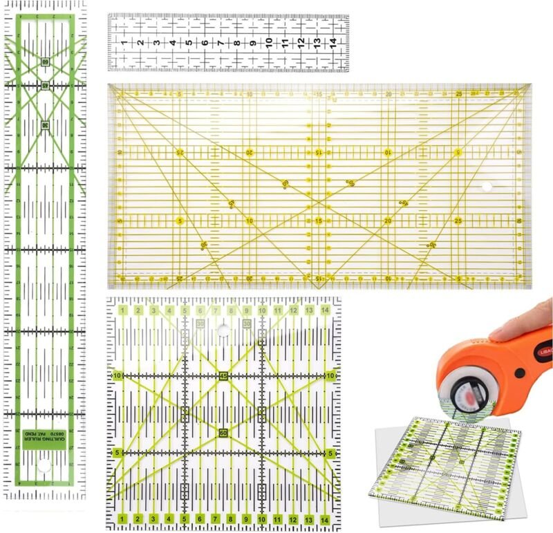 4-teiliges Set transparenter Nählineale, Patchwork-Nählineale, universelle transparente Lineale, Quiltlineale, für präzi...
