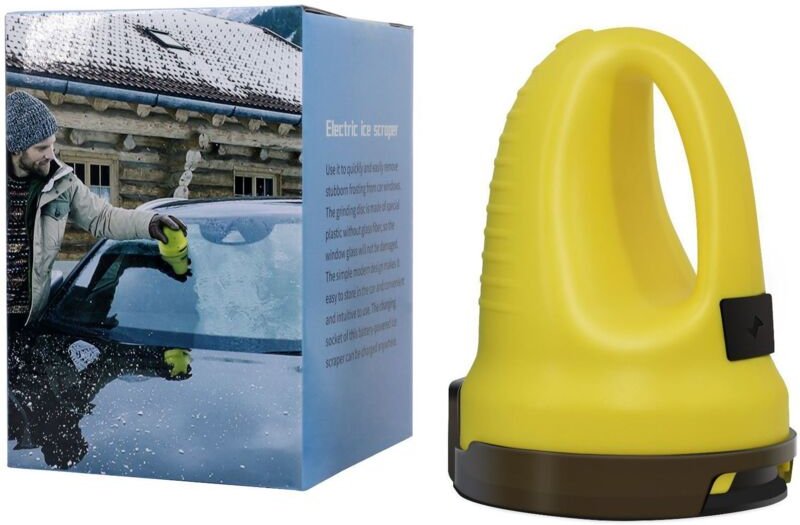 Elektrischer Eiskratzer, Schneeräumgerät für die Windschutzscheibe, Auto-Enteiser, multifunktional, gelb