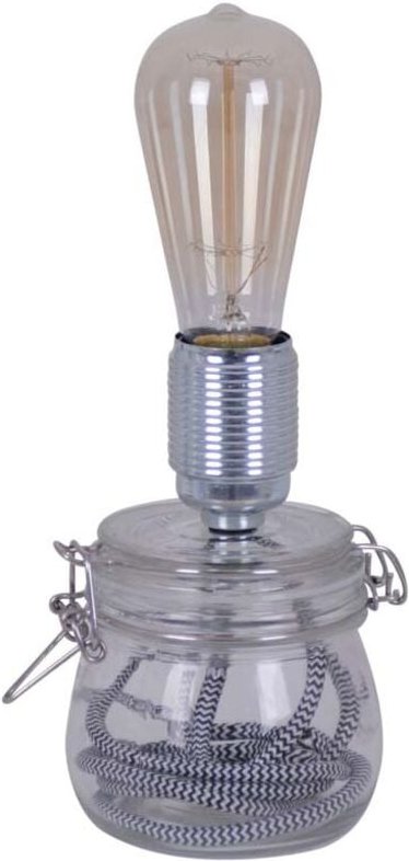 Beistellleuchte Tischlampe Nachttischleuchte Einmachglas klar Fassung E27 H 20cm