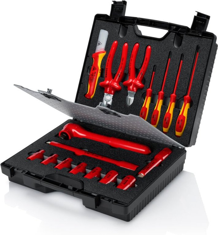 Knipex - 98 99 11 Kompaktkoffer 17-teilig mit isolierten Werkzeugen für Arbeiten an elektrischen Anlagen