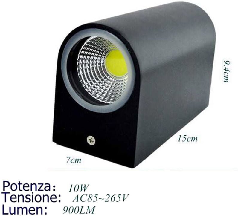 Doppelteled-Wandlampe10wschwarzkaltlichtlampewandupdownexternerspotlight