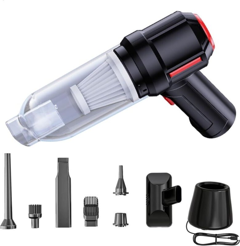 Kabelloser Handstaubsauger fürs Auto, 12000 Pa starke Saugkraft, kabelloser 3-in-1-Tastaturstaubsauger