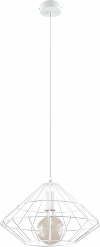Hängeleuchte Metall weiß Essbereich Vintage Pendelleuchte Käfig Lampe Wohnzimmer Deckenleuchte, Gitterform, 1x E14, DxH ...