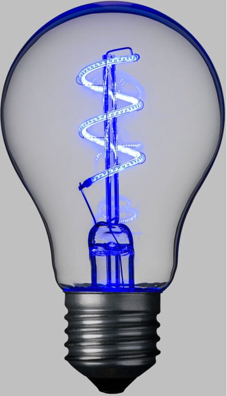 E27 Lampe 36V Tropfen spiralförmig blau Ø60mm