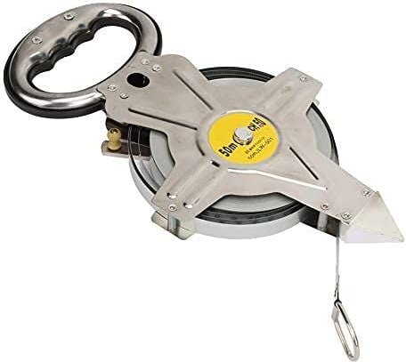 Aougo - Maßband, 50 m Glasfaser-Maßband, Glasfaser-Vermessungsband, stoßfestes Edelstahlgehäuse