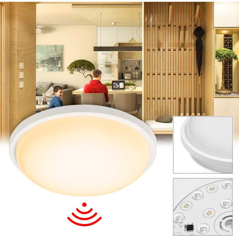 Uisebrt - 15W led Deckenleuchte mit Bewegungsmelder - Moderne Rund Deckenlampe IP44 Wasserdicht für Küche Wohnzimmer Sch...