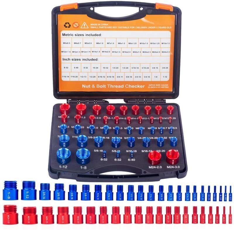 Vtizikl 44 Testeur de Filetage Mâle/Femelle,Jauge de Filetage et de Vis (23 Pouces et 21 Métriques) Jauges de Boulons et...