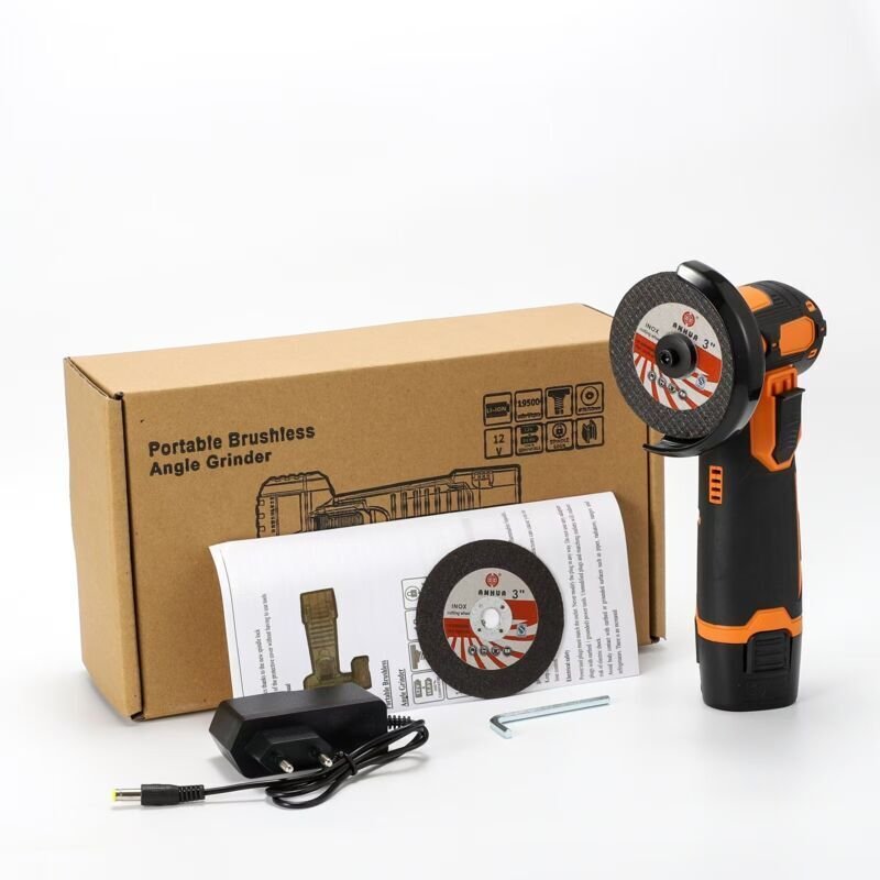 Winkelschleifer, 19500 U/min, 12 V Profi-Akku-Winkelschleifer, Mini-Winkelschleifer mit 2 x 2,0 Ah Akkus, Mini-Winkelsch...