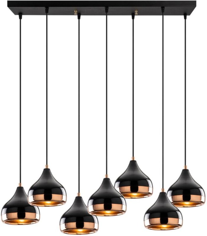 Hängelampe schwarz und kupfer 7 Lampen MAYA