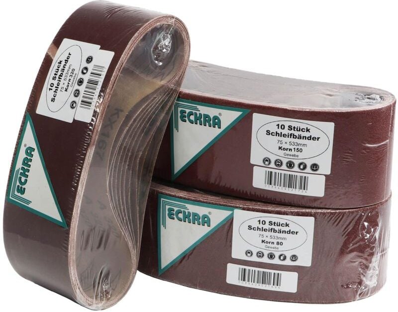 Schleifband 75x533 mm 30 Schleifbänder Mix Sortiment Korn 80-150-320 - Eckra