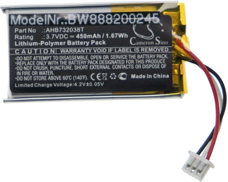 Vhbw - Akku Ersatz für Sennheiser AHB732038T für Wireless Headset Kopfhörer (450mAh, 3,7V, Li-Polymer)