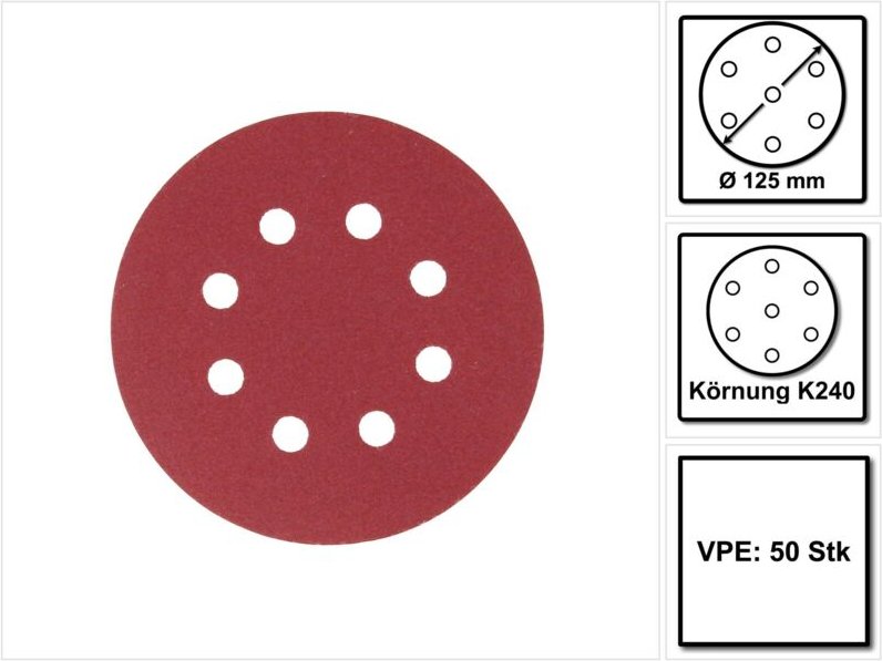 Schleifpapier Klett 125 K240 P-43686 50 Stk - Makita