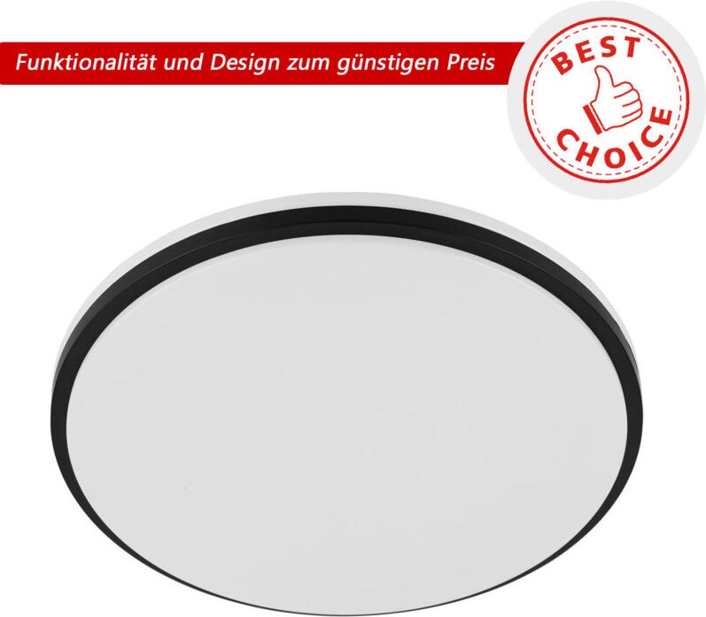 Led Deckenleuchte Marunella,Wandlampe ø 34 cm in Stufen dimmbar, Deckenlampe aus Stahl in Schwarz und Kunststoff in Weiß...