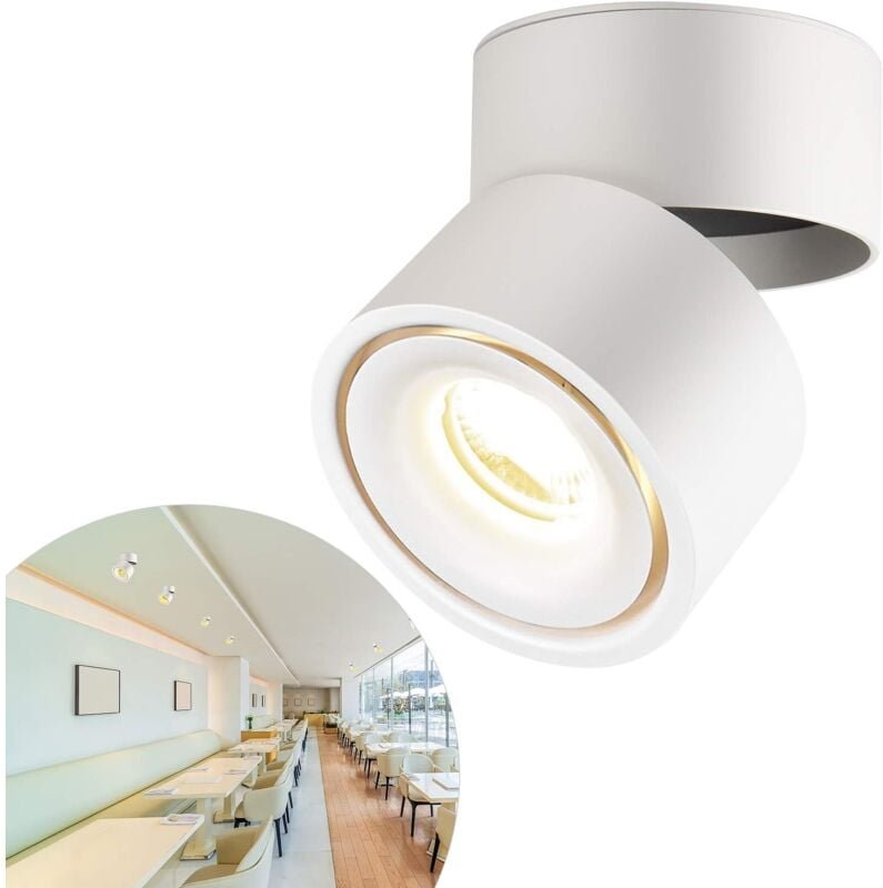 Thumbnail - 10W led Aufbaustrahler Deckenleuchte cob Deckenlampe, 360° Drehbar (Naturweiß 4000k), Weiß