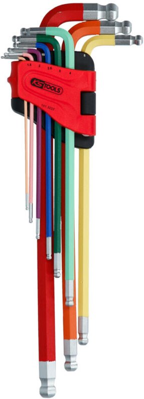 KS Tools Doppel-Kugelkopf-Innensechskant-Winkelstiftschlüssel-Satz, extrem lang, 9-tlg.