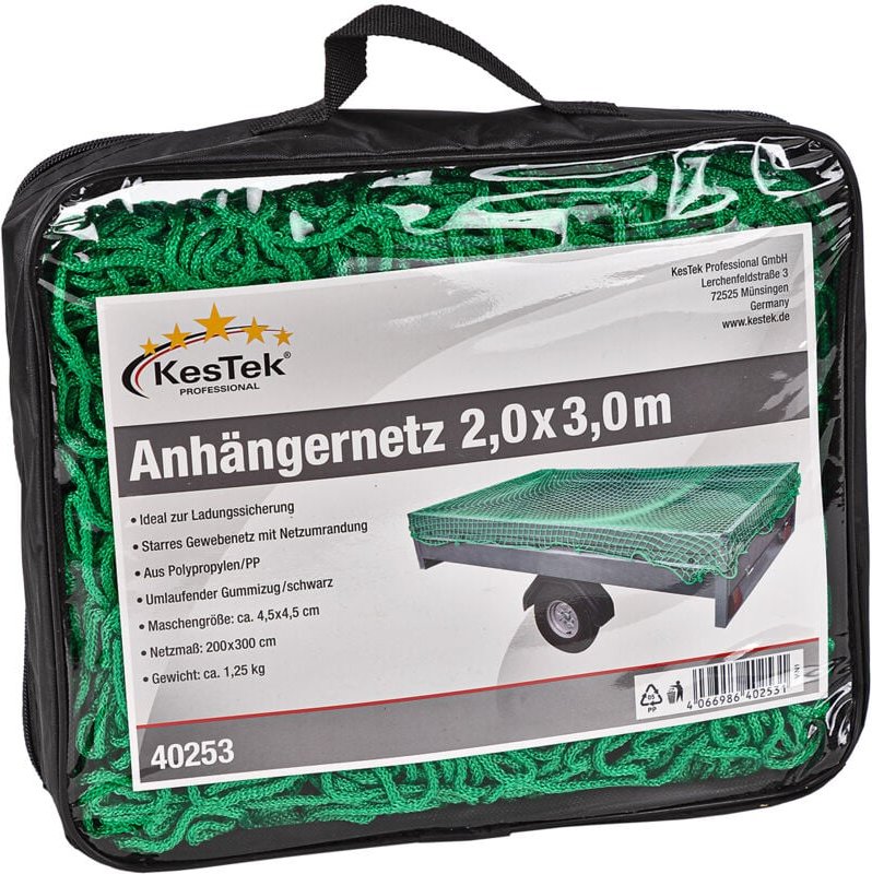 Anhängernetz Gepäcknetz Abdecknetz 2 x 3 m grün zur Ladungssicherung - Kestek
