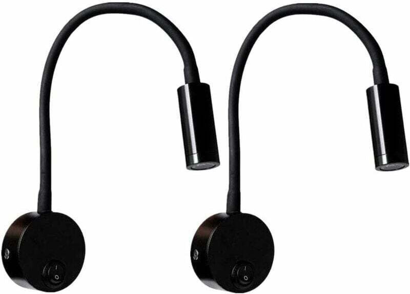 2 Stück schwarze 3-W-Wandleselampe, flexibel verstellbare Hals-Wandleuchte aus Aluminium, Schreibtischlampe für die Auge...