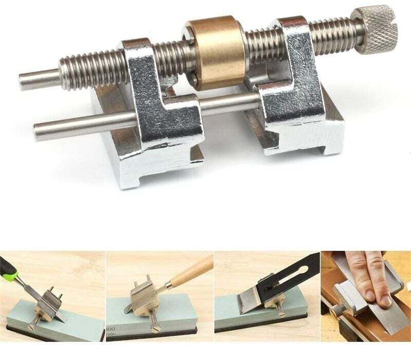 Edelstahl-Seitenklemme mit festem Winkel, Schleifführung, Meißel, Hobelmesser, flache Kante, Schärfen mit Edelstahl-Riem...