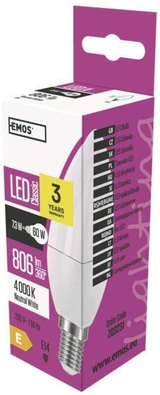 LED-Lampe Classic Kerzenform E14 neutralweiß 7.3 W