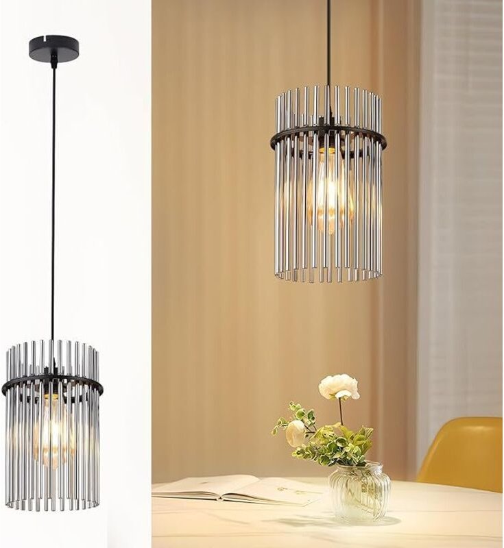 GBLY Pendelleuchte Esstisch 1 Flammig Hängelampe Schwarz E27 Glas Ø 16 cm Esszimmerlampe Für Esszimmer Schlafzimmer Cafe...