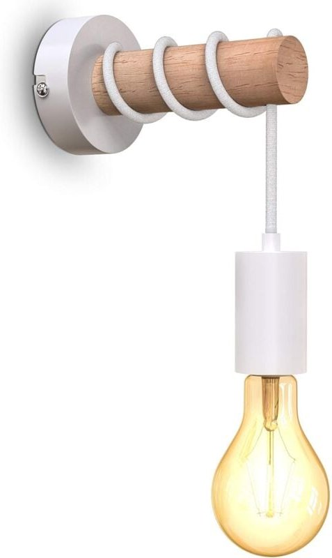 Wandleuchte, Retro-Industriedesign, Holzmetall, E27-Fassung, für 10 w Max LED-Glühbirne, weiß