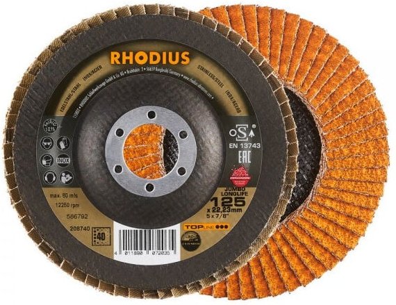 Rhodius - jumbo longlife extended, 10 Stück, 125 mm, Korn 60, Fächerschleifscheibe