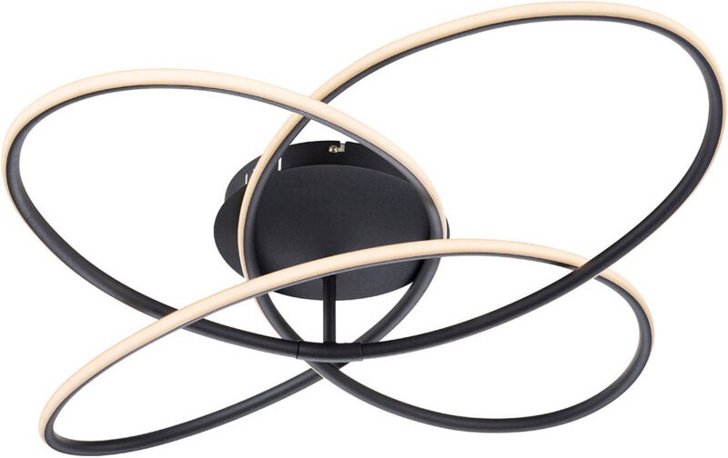 Led Deckenleuchte mit Fernbedienung Deckenlampe schwarz dimmbar Wohnzimmerleuchte cct, Metall opal, 60W 3900Lm 3000-4000...