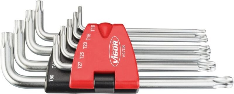 T Winkelschraubendreher Satz ∙ lang ∙ Kugelkopf ∙ V4708 ∙ Innen torx® Profil ∙ 9-teilig ∙ T10 · T15 · T20 · T25 · T27 · ...