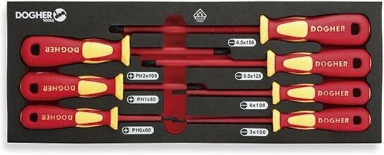 Tablett kombinierbar mit 7 Schlitzschraubendrehern und ph, vde Dogher 360-080