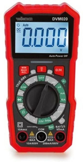 Velleman - Digital-Multimeter, Datenhaltefunktion, für Gleich-/Wechselstrom, Gleich-/Wechselspannung, Widerstand, Batter...