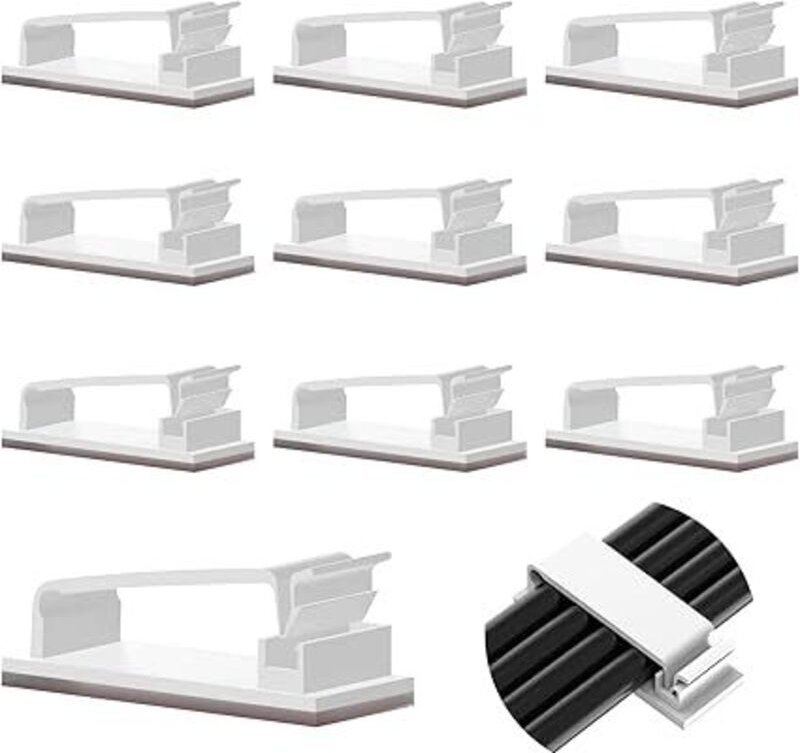 Shining House - 10 Stück selbstklebende, Management-Halterung, langlebige Management-Clips, für tv, pc, Laptop, Ethernet...