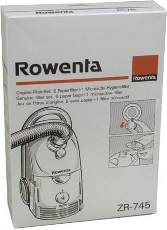Set von 6 Beuteln + 1 Mikrofilter für die Staubsaugerin Rowenta ZR745