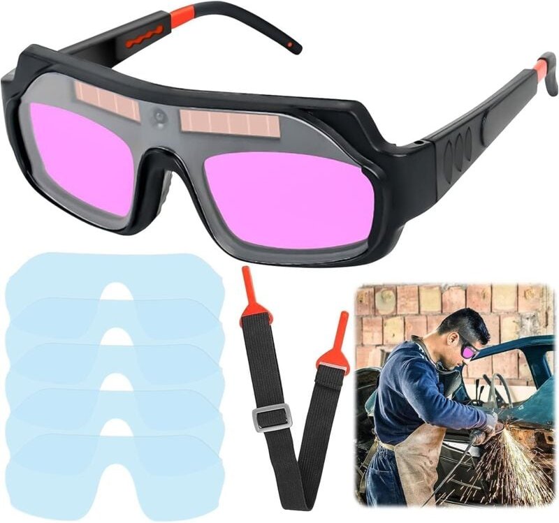 Schweißbrillen, Solar-Schweißbrillen mit automatischer Dimmung, verstellbare Schweißbrillen, Schweißzubehör, blendfreie ...