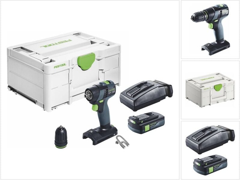 Txs 18-Basic Akku Bohrschrauber 18 v 40 Nm Brushless + 1x Akku 3,0 Ah + Ladegerät + Systainer - Festool