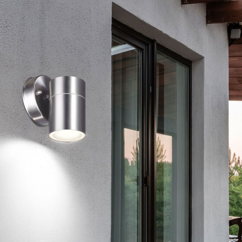 Design Wand Lampe Fassaden Außen Beleuchtung Edelstahl Garten Down Strahler Leuchte