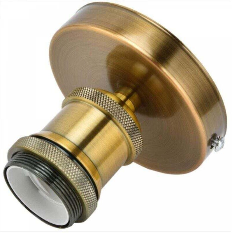 E26 E27 Vintage-Pendellampenhalter, Deckenlampenfassung, Metall-Wandlampenhalter für Zuhause, 100–240 V (goldene Patina)