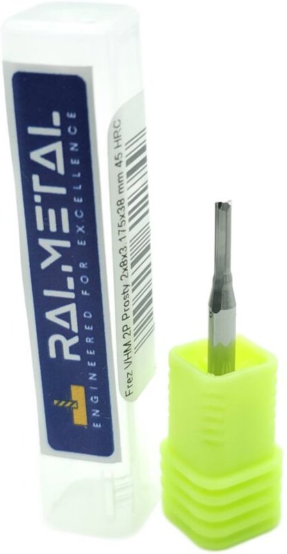 Gerader VHM-Fräser für Styrodurholz 2 x 8 x 3,175 x 38 mm