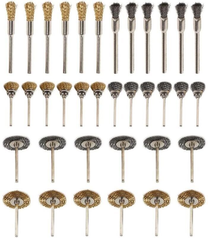 36-teiliges Messing-Polierbürsten-Set, Metallbohrbürsten für Bohrmaschinen, Edelstahldraht, Bürsten für Rotationsbohrmas...