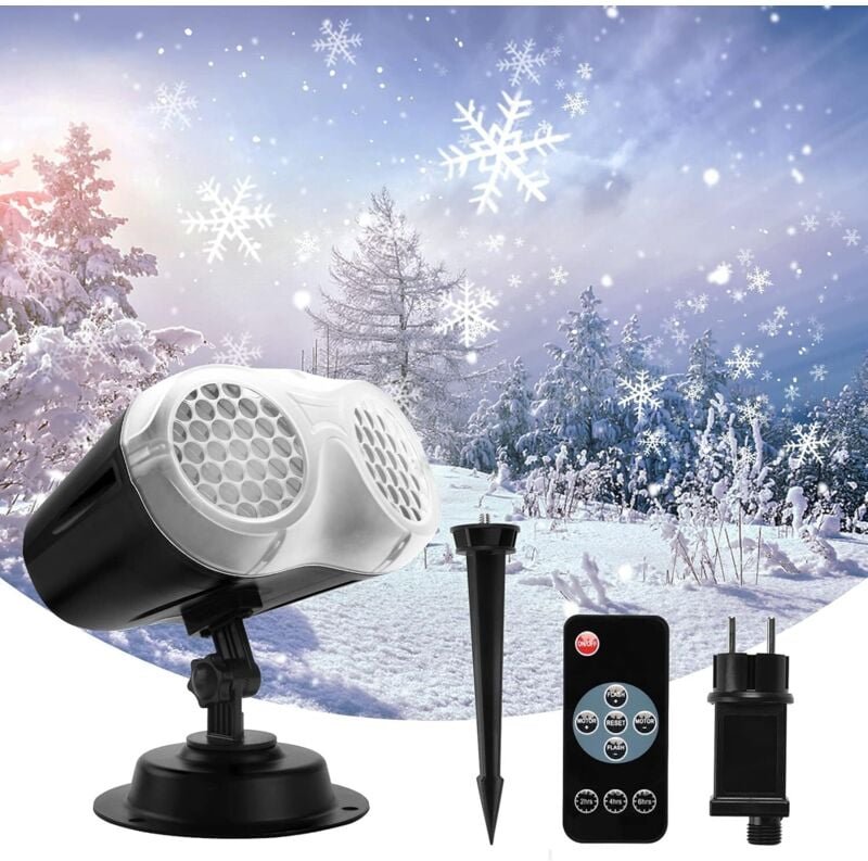 Weihnachtsprojektor für den Innen- und Außenbereich, Schneeflockenprojektor mit Fernbedienung und Timer, wasserdichter