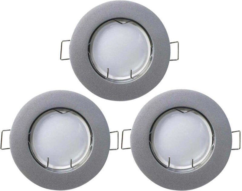 7hsevenon - Packung mit 3 runden LED-Einbaustrahlern GU10 7W 525lm Ø7cm Aluminium