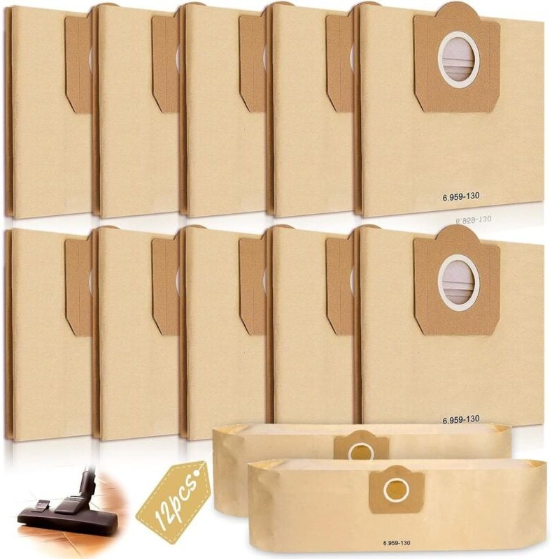 12 Stück Staubsaugerbeutel für Kärcher 6.959-130.0, Papierstaubfilterbeutel für Kärcher WD3 MV3 WD3P A2201/2204/2504/255...