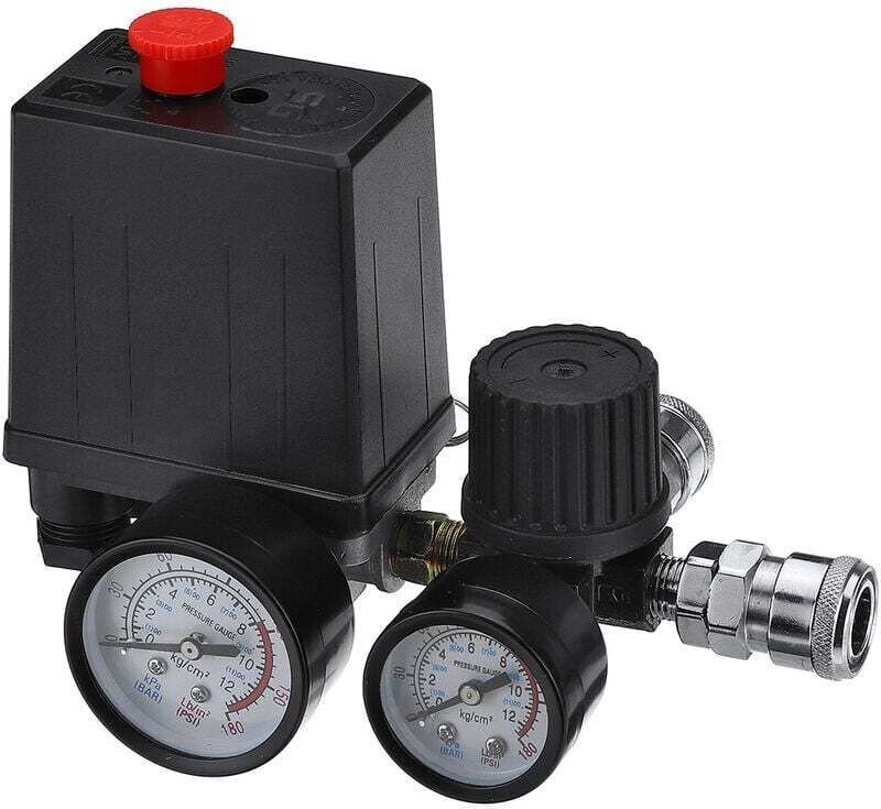 Aiperq - 220 v 0–180 psi Luftkompressor-Druckschalter, Steuerventil, Regler, Messgeräte mit Schnellanschluss (220 v)
