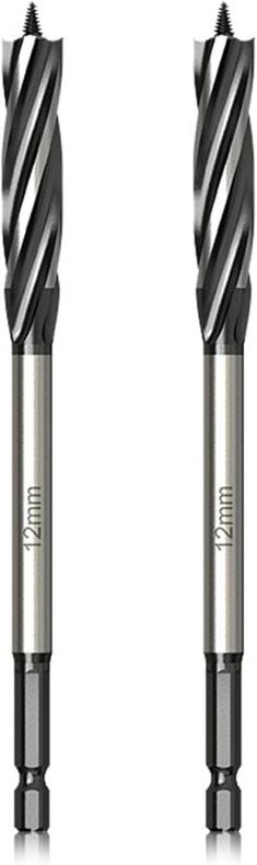 Aiperq - Professioneller Holzbohrer, 12 mm x 165 mm, 2 Stück, Schlangenbohrer mit selbsteinziehender Führungsspitze, 1/4...