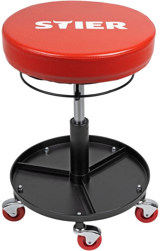 Rollhocker für die Werkstatt, höhenverstellbar, Arbeitshocker mit gepolsterter, komfortabler Sitzfläche, Drehhocker, Wer...