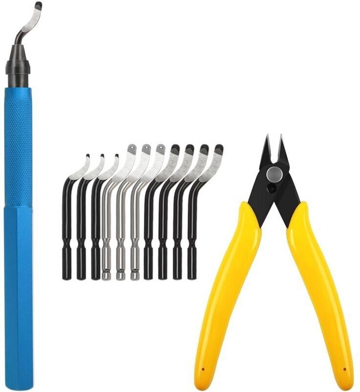 Entgratwerkzeug mit 10 verschiedenen Klingen und Seitenschneider für Heimwerkerprojekte, Modellbau, 3D-Druck, Kunst und ...