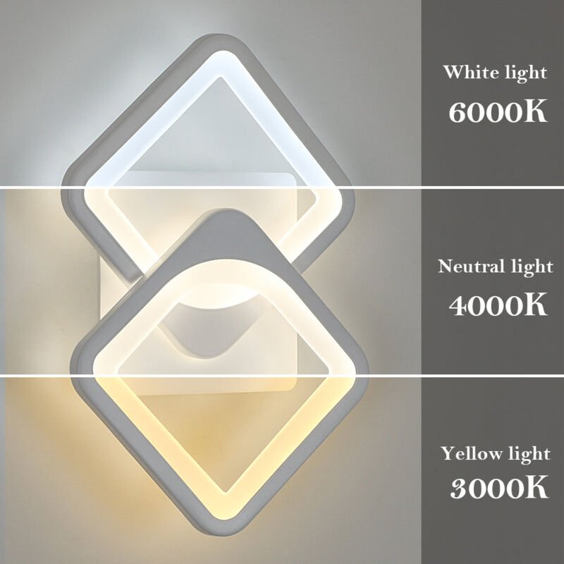 GOECO LED Wandleuchte Dimmbare Moderne Quadratischer Kreis Wandlampe Dimmbar 3000K/4000K/6000K Für Schlafzimmer, Wohnzim...